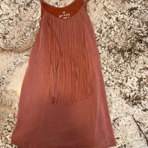 American Eagle Outfitters Terracotta Fringe Tank Top